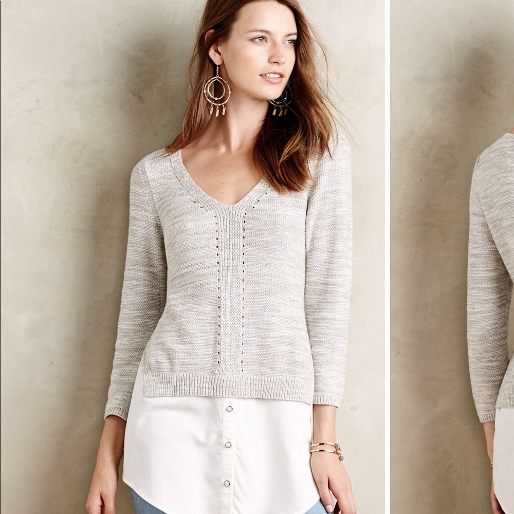 Anthropologie Moth Aselin Grey Pullover Sweater S
